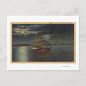 Pittsburgh, PA - Nacht Uitzicht van Steamer en Ohi Briefkaart (Voorkant)