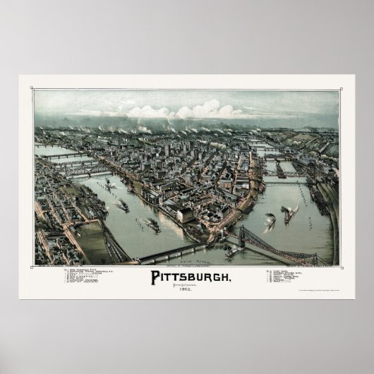 Pittsburgh, PA Panorama Map - 1902 Poster (Voorkant)