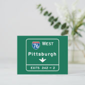Pittsburgh, PA Road Sign Briefkaart (Staand voorkant)
