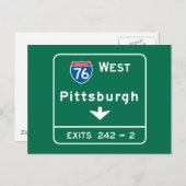 Pittsburgh, PA Road Sign Briefkaart (Voorkant / Achterkant)