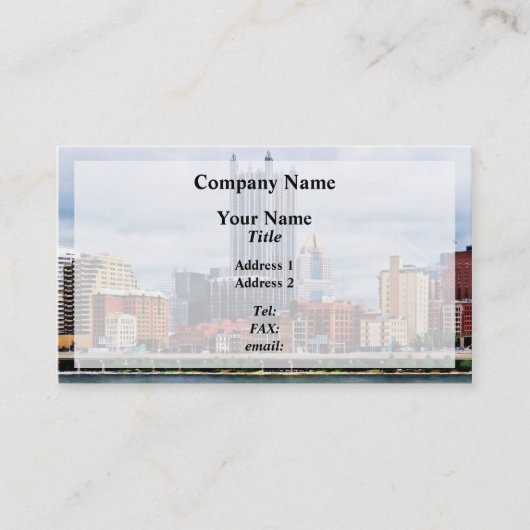 Pittsburgh PA Silhouette Visitekaartje (Voorkant)