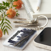 Pittsburgh PA Skyline met Pittsburgh in Sky Sleutelhanger (Voorkant Rechts)