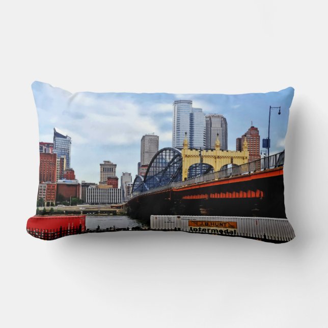 Pittsburgh PA - Trein bij Smithfield St Bridge Kussen (Voorkant)
