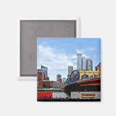Pittsburgh PA - Trein door Smithfield St Bridge Magneet (Voorkant / Achterkant)