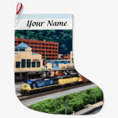 Pittsburgh PA - Trein op postplein Grote Kerstsok (Voorkant)