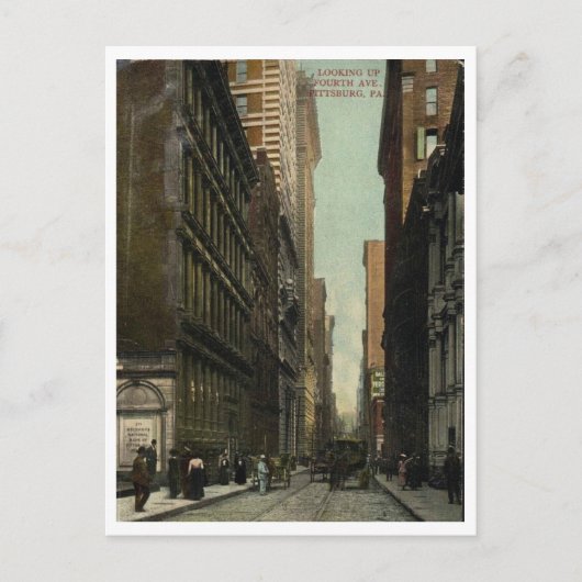 Pittsburgh PA Vierde St 1909 Vintage Briefkaart (Voorkant)
