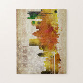 Pittsburgh, PA | Waterverf City Skyline Legpuzzel (Verticaal)