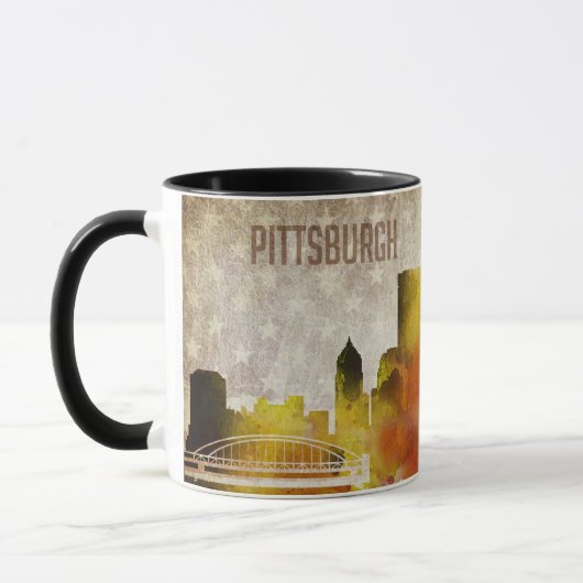 Pittsburgh, PA | Waterverf City Skyline Mok (Links)