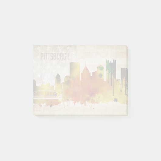 Pittsburgh, PA | Waterverf City Skyline Post-it® Notes (Voorkant)