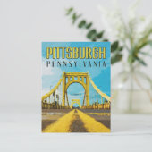 Pittsburgh, PA Yellow Bridge Vintage Travel Briefkaart (Staand voorkant)