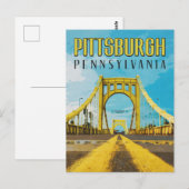 Pittsburgh, PA Yellow Bridge Vintage Travel Briefkaart (Voorkant / Achterkant)