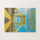 Pittsburgh, PA Yellow Bridge Vintage Travel Legpuzzel (Horizontaal)