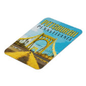 Pittsburgh, PA Yellow Bridge Vintage Travel Magneet (Linkerzijde)