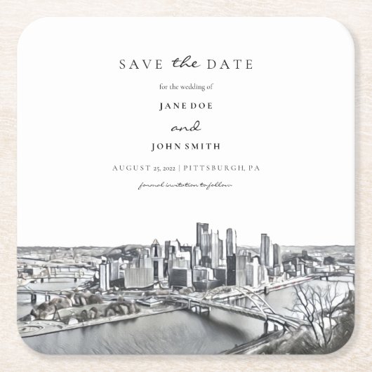 Pittsburgh Paper Onderzetter Save the Date (Voorkant)
