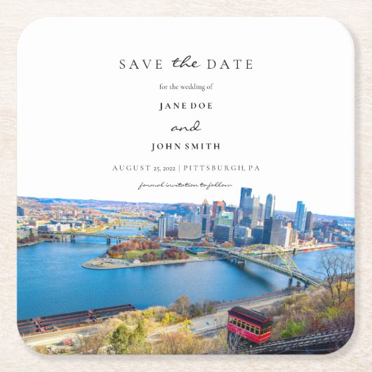 Pittsburgh Paper Onderzetter Save the Date (Voorkant)
