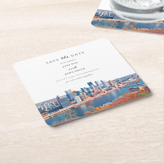 Pittsburgh Paper Onderzetter Save the Date (Schuin)