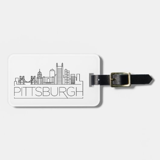 Pittsburgh, Penn Stylized City Skyline Bagagelabel (Voorkant horizontaal)