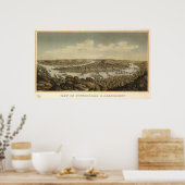 Pittsburgh Pennsylvania 1874 Antiek panoramische k Poster (Keuken)