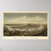Pittsburgh Pennsylvania 1874 Antiek panoramische k Poster (Voorkant)