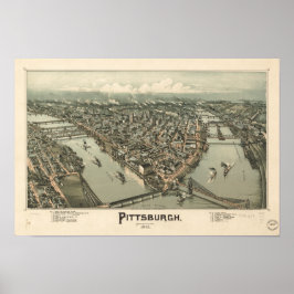 Pittsburgh Pennsylvania 1902 Antiek Panorama Poster