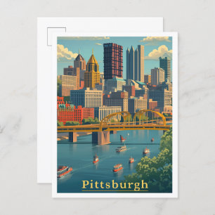 Pittsburgh Pennsylvania Art Vintage illustratie Briefkaart