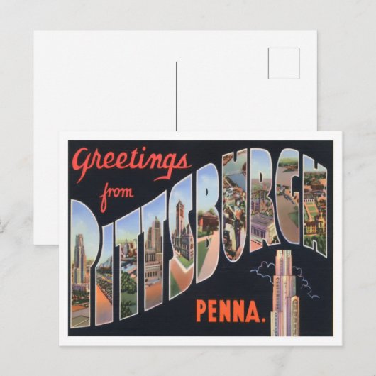 Pittsburgh, Pennsylvania Big Letters Briefkaart (Voorkant / Achterkant)