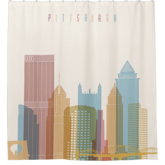 Pittsburgh, Pennsylvania | City Skyline Douchegordijn (Voorkant)