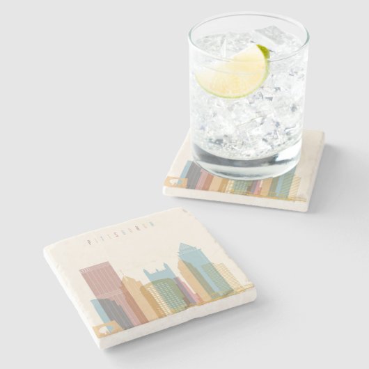 Pittsburgh, Pennsylvania | City Skyline Stenen Onderzetter (Zijkant)