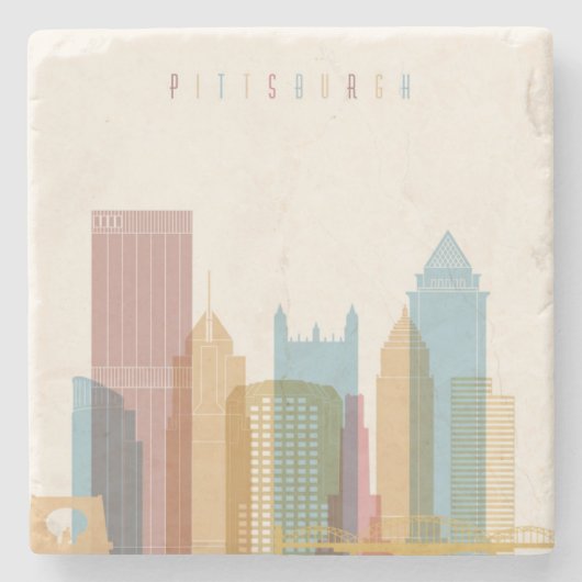 Pittsburgh, Pennsylvania | City Skyline Stenen Onderzetter (Voorkant)
