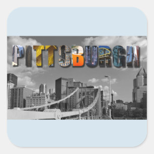Pittsburgh Pennsylvania City Skyline Travel Foto Vierkante Sticker
