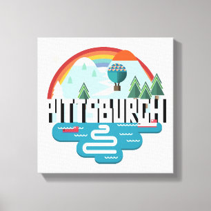 Pittsburgh, Pennsylvania Cityscape Design Canvas Afdruk