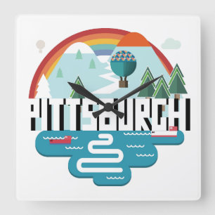 Pittsburgh, Pennsylvania   Cityscape Design Vierkante Klok
