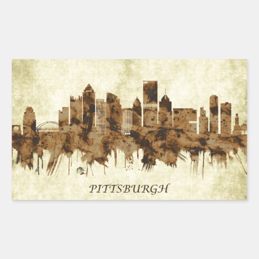 Pittsburgh Pennsylvania Cityscape Rechthoekige Sticker (Voorkant)