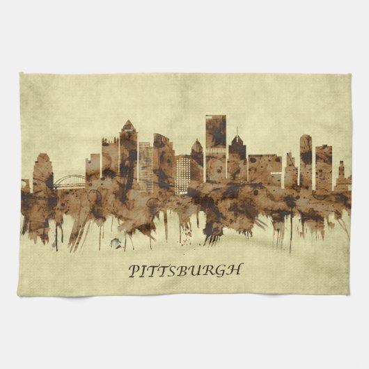 Pittsburgh Pennsylvania Cityscape Theedoek (Horizontaal)