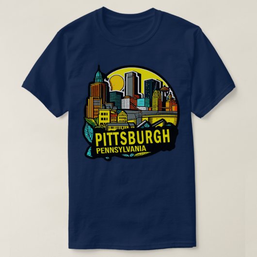 Pittsburgh Pennsylvania Downtown Skyline T-shirt (Design voorkant)