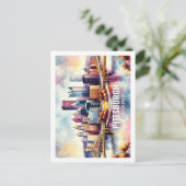 Pittsburgh Pennsylvania Famous Travel waterverf Briefkaart (Staand voorkant)