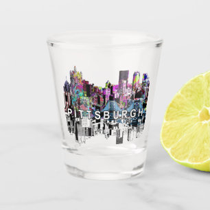 Pittsburgh, Pennsylvania in graffiti Shot Glass Glas