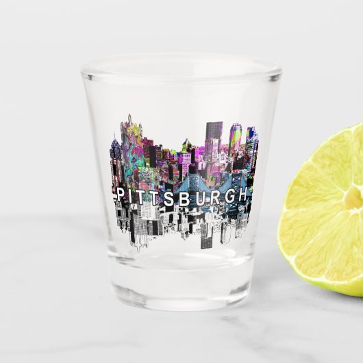 Pittsburgh, Pennsylvania in graffiti Shot Glass Glas (Voorkant)