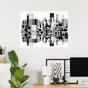 Pittsburgh, Pennsylvania in zwart-wit Poster