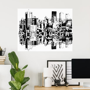 Pittsburgh, Pennsylvania in zwart-wit Poster