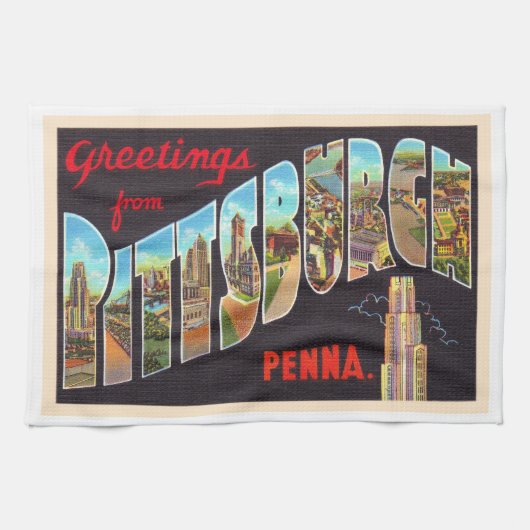 Pittsburgh Pennsylvania PA  Large Letter Postcard Theedoek (Horizontaal)