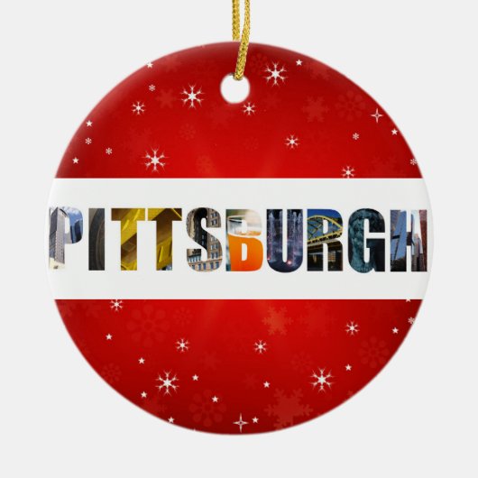 Pittsburgh Pennsylvania Reisfoto's met kerstmis Keramisch Ornament (Voorkant)