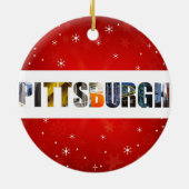 Pittsburgh Pennsylvania Reisfoto's met kerstmis Keramisch Ornament (Achterkant)