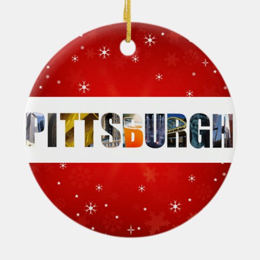 Pittsburgh Pennsylvania Reisfoto's met kerstmis Keramisch Ornament (Achterkant)