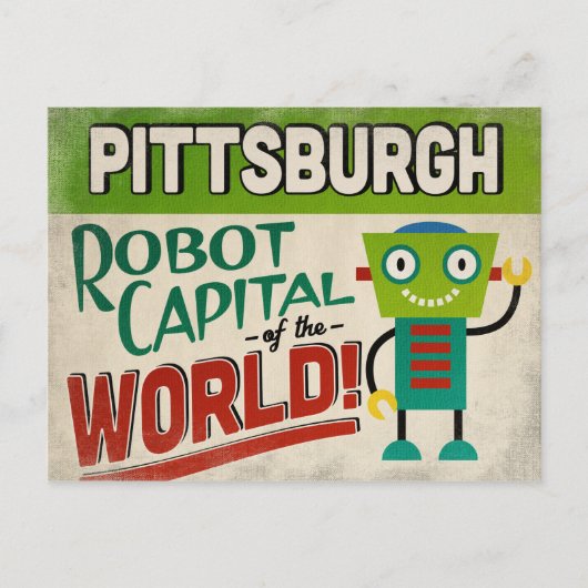 Pittsburgh Pennsylvania Robot - Funny  Briefkaart (Voorkant)