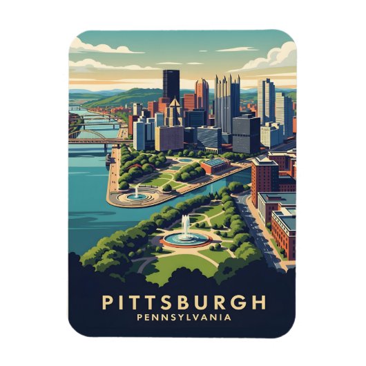 Pittsburgh, Pennsylvania Silhouet Magneet (Verticaal)