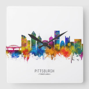 Pittsburgh Pennsylvania Silhouet Vierkante Klok