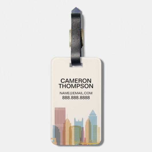 Pittsburgh, Pennsylvania | Silhouette van de stad Bagagelabel (Achterkant verticaal)