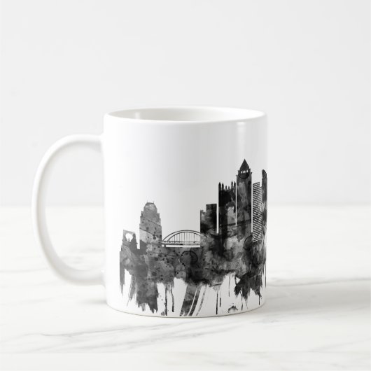Pittsburgh Pennsylvania Skyline BW Koffiemok (Links)
