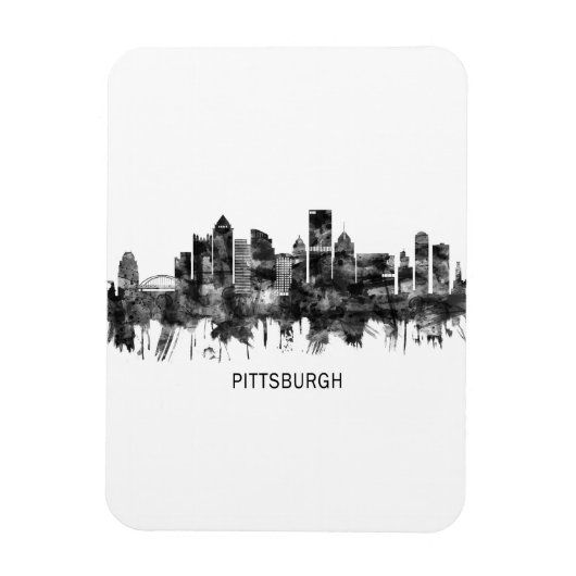 Pittsburgh Pennsylvania Skyline BW Magneet (Verticaal)